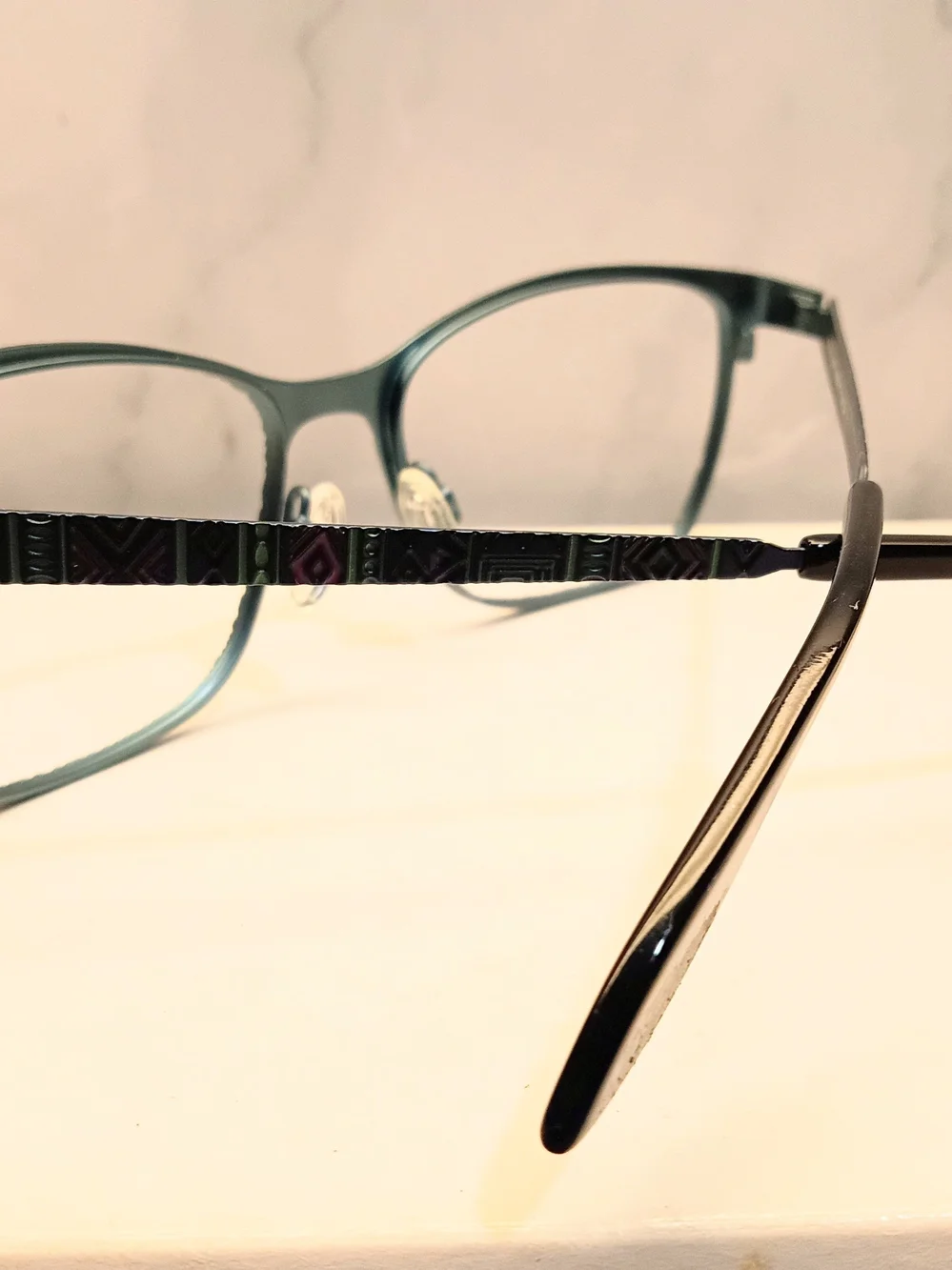 Women's Iridescent Blue-Green Patterned Eyeglass Frame Rxable Glasses 51-16-135